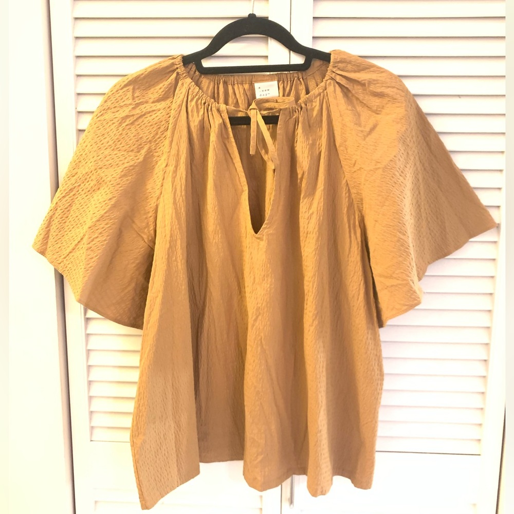 A New Day Slub Cotton Flutter Sleeve Top - L